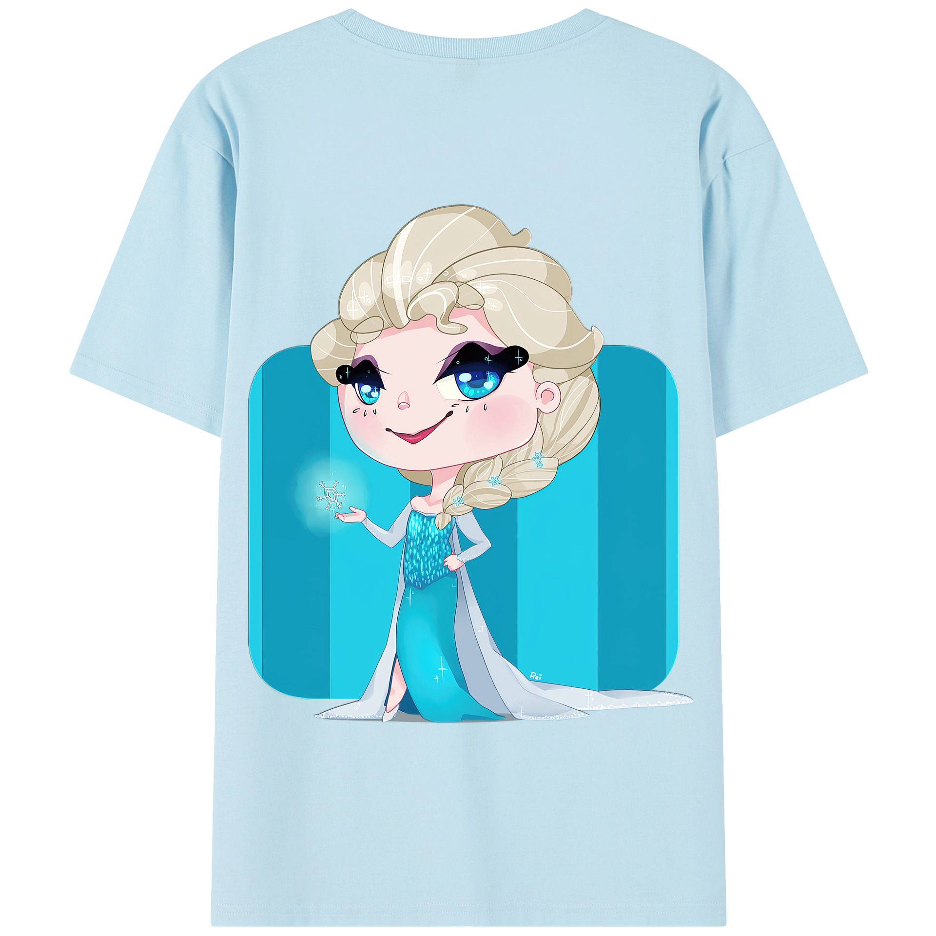 （画像用） アナと雪の女王 アンナ エルサ Frozen Anna Elsa 綿100％半袖Tシャツ（背面プリント）